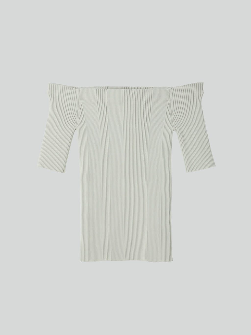 Off Shoulder Ribbed Knit Top (Ecru)