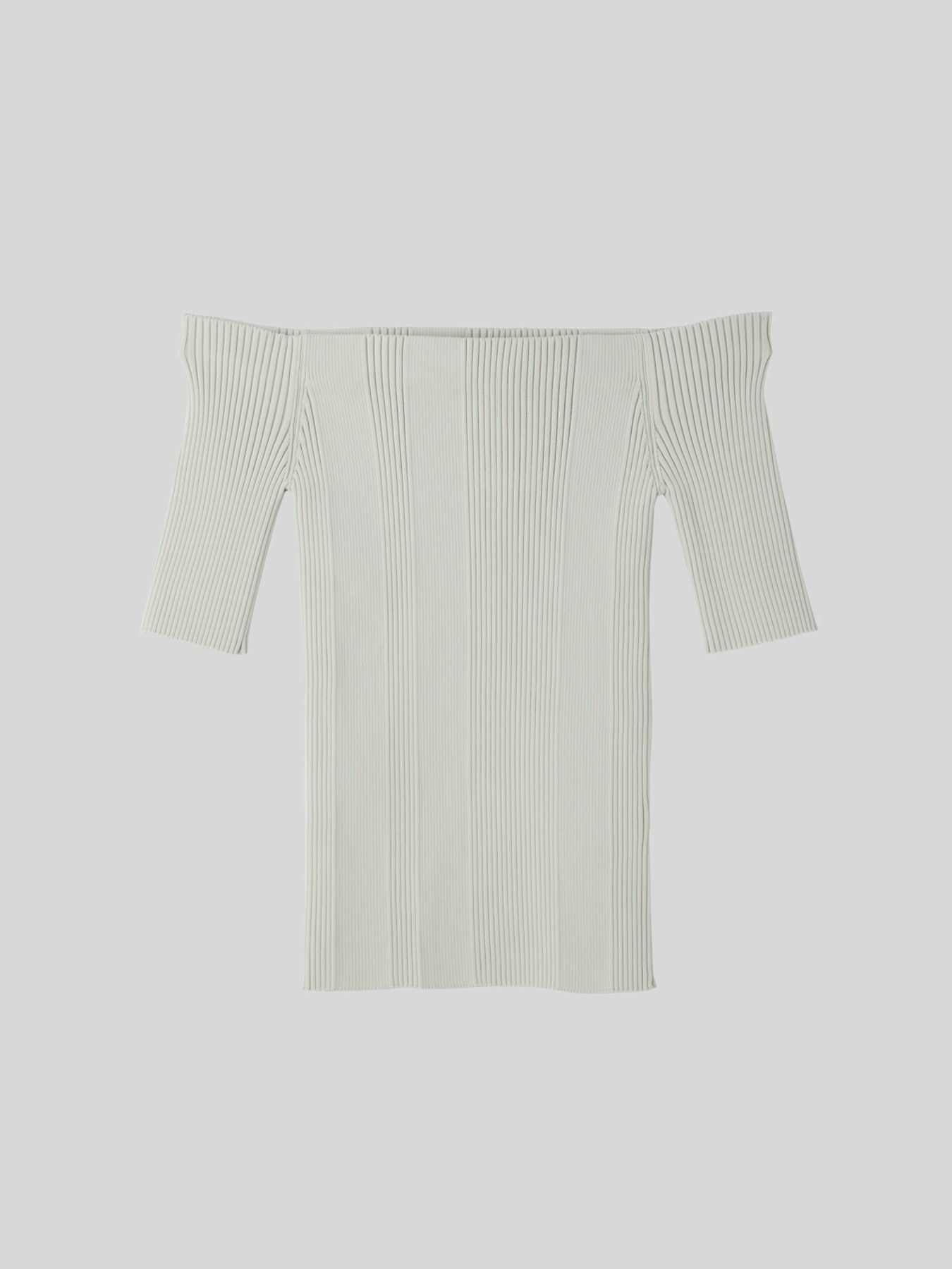 Off Shoulder Ribbed Knit Top (Ecru)