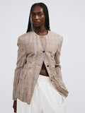 Crinkle Vintage Check Jacket (Camel)