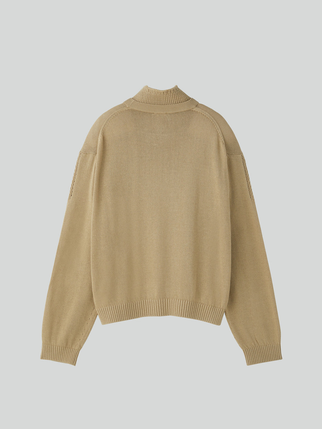 Waffle Collar Knit Top (Beige Khaki)