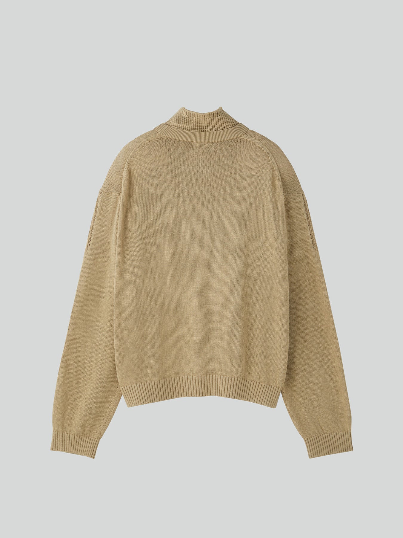 Waffle Collar Knit Top (Beige Khaki)