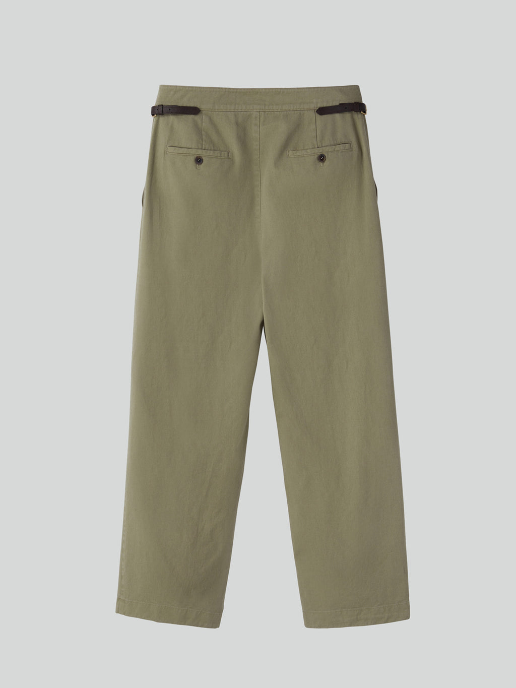 Waist Belt Detail Cotton Pants (Light Khaki)