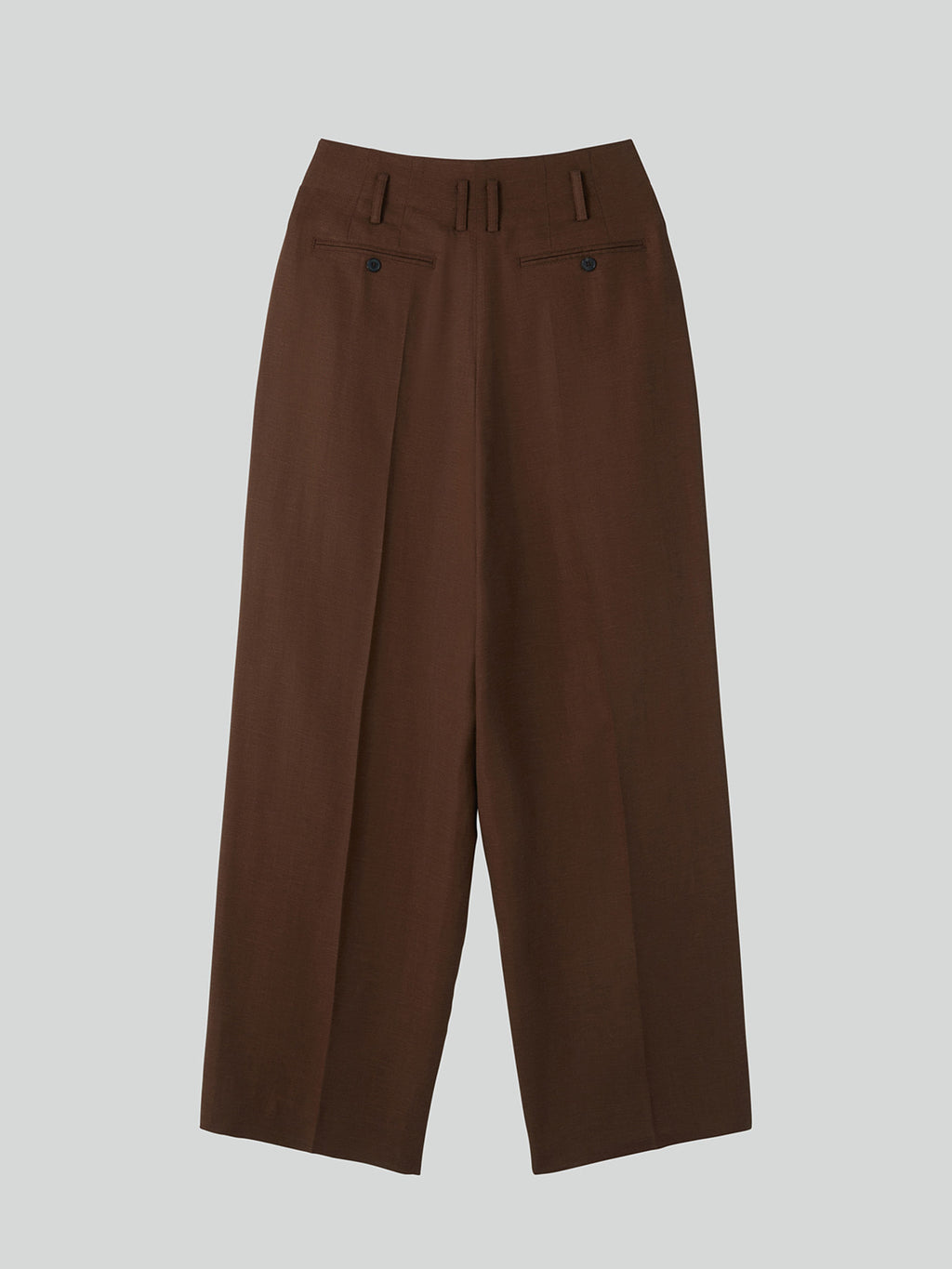Linen Blend Pleated Pants (Chocolate Brown)