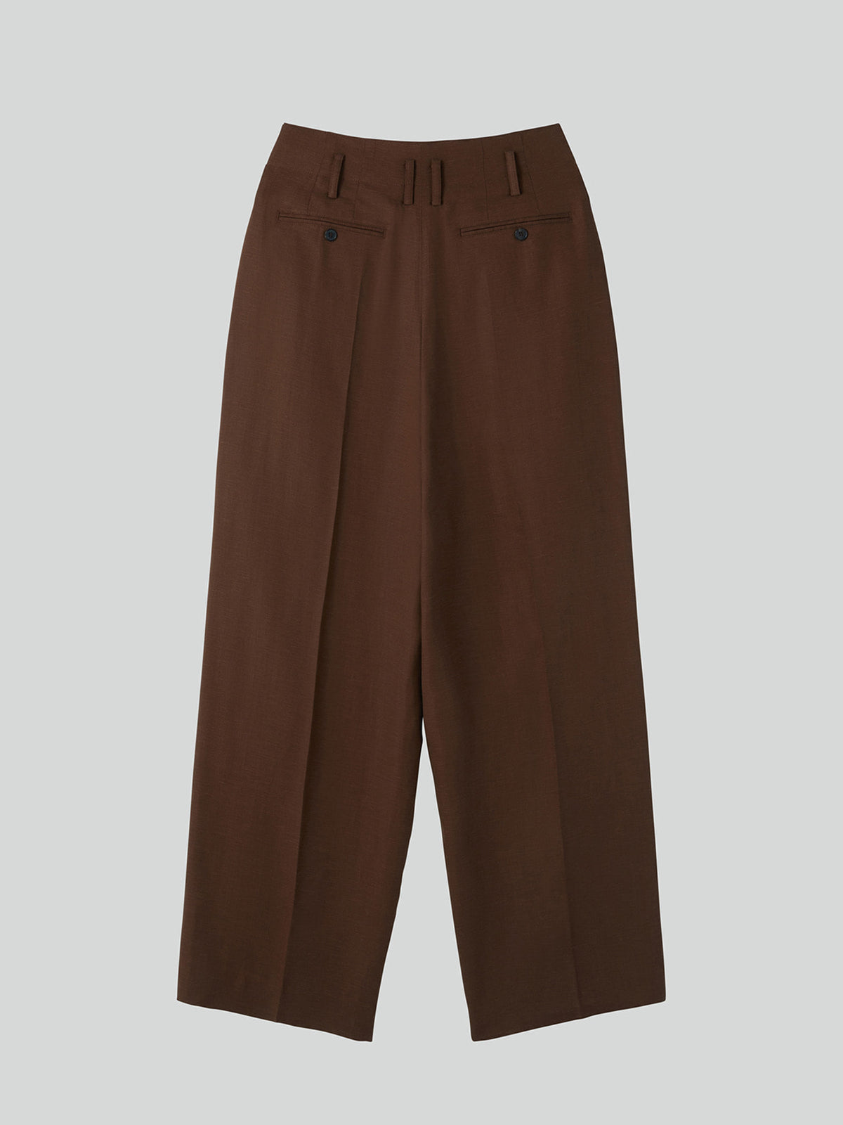 Linen Blend Pleated Pants (Chocolate Brown)