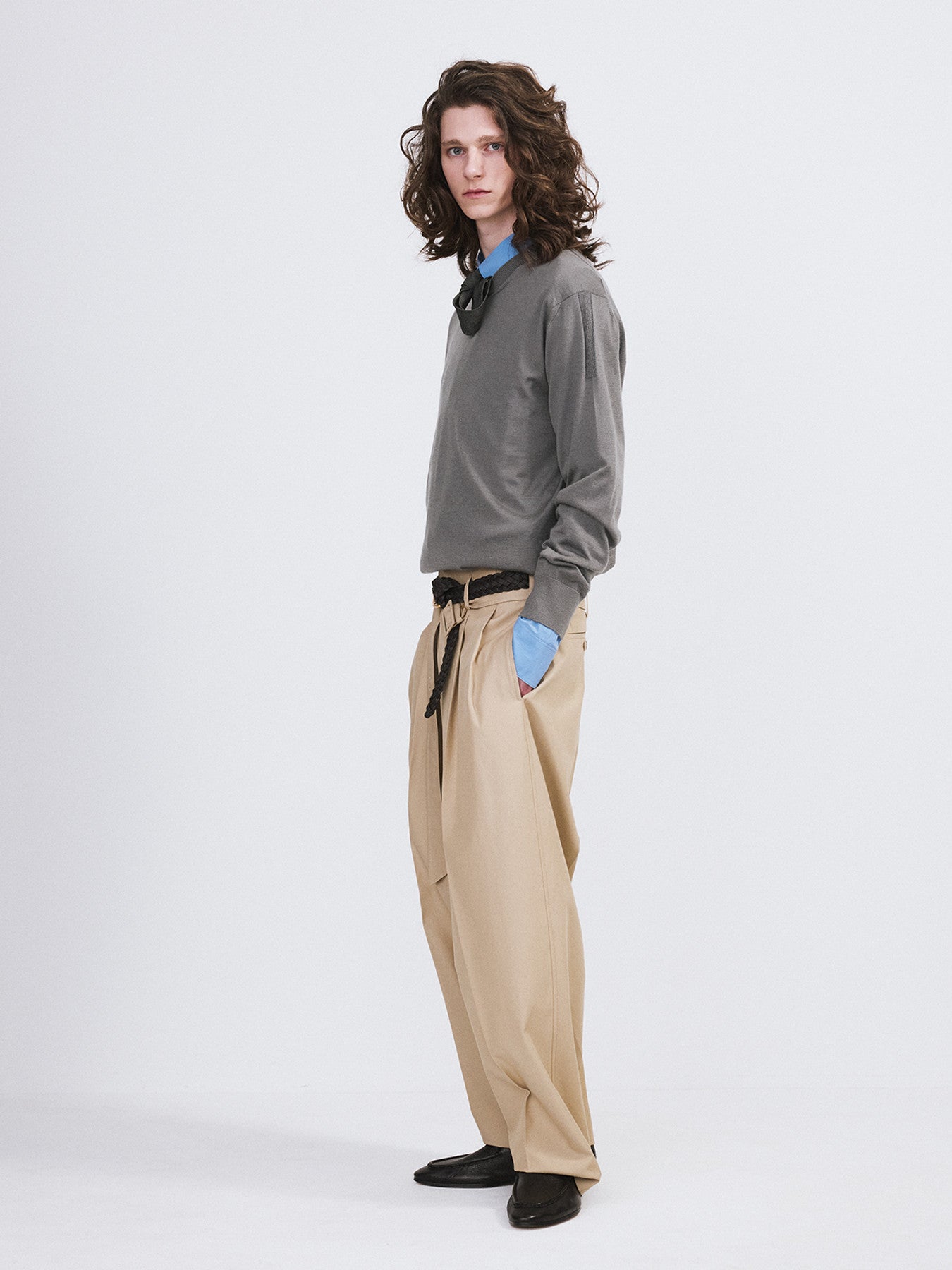 Silk-Cashmere Knit Top Men (Midnight Grey)