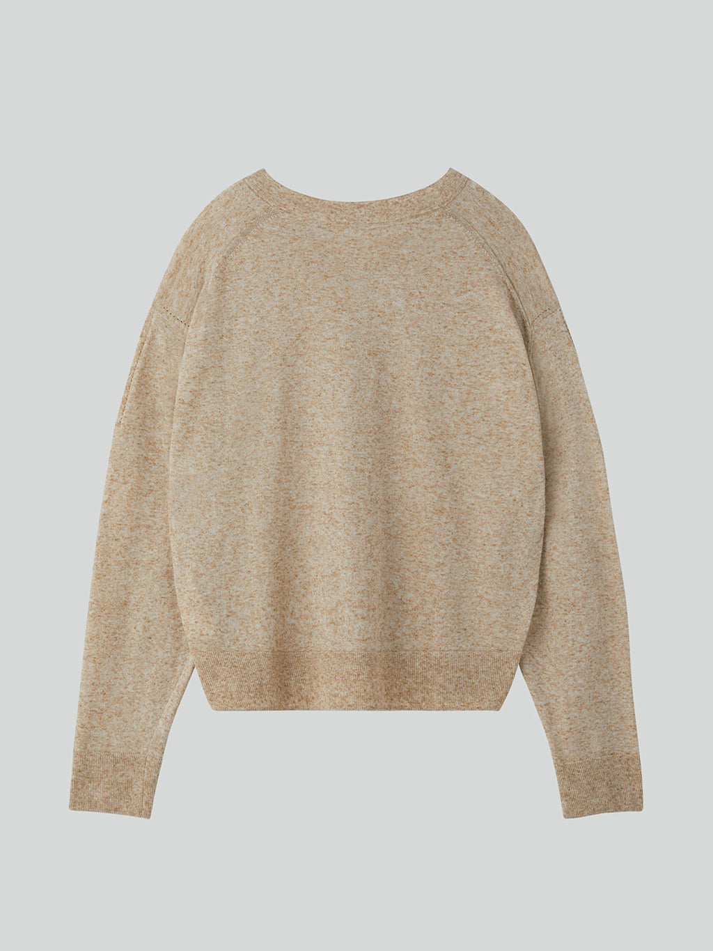 Melange V-Neck Loose Knit Top (Oatmeal)
