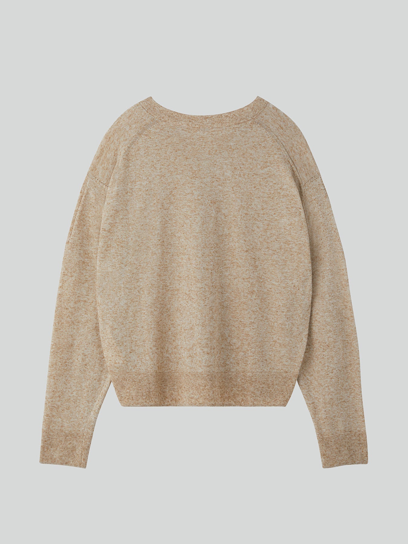 Melange V-Neck Loose Knit Top (Oatmeal)