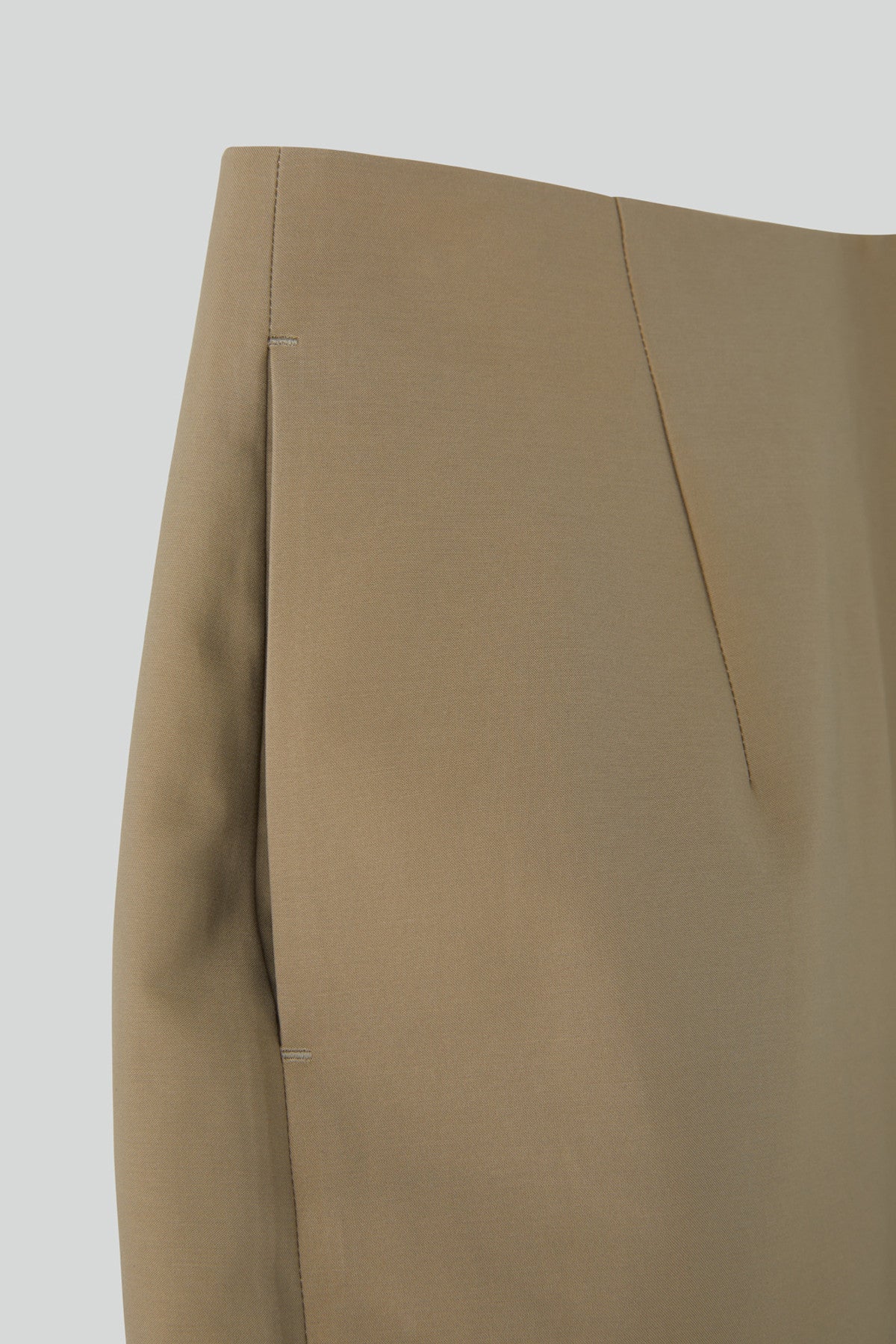 Heavy Cotton Pencil Skirt (Khaki Beige)