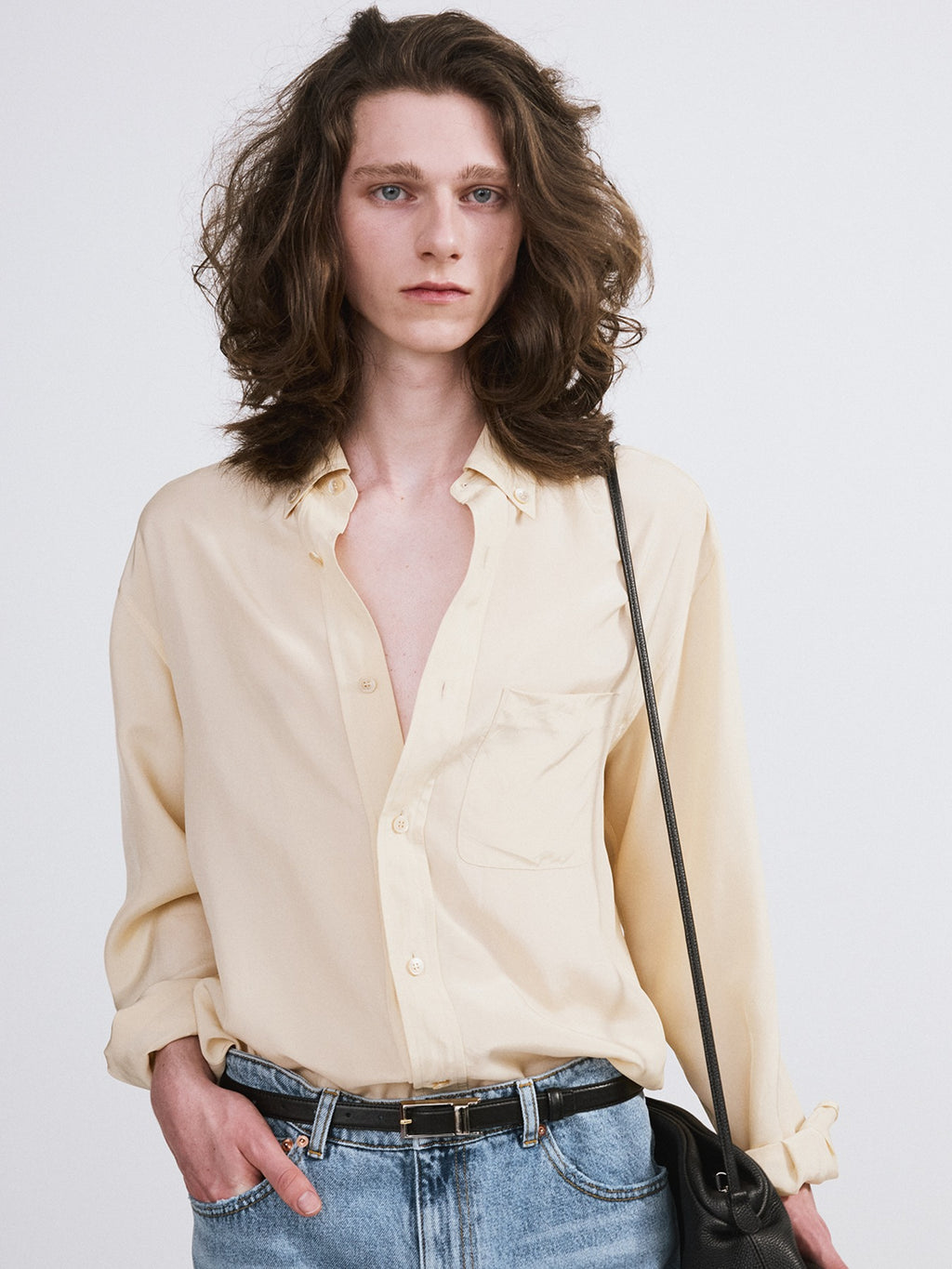 Wrinkled Fluid Shirt (Butter Beige)