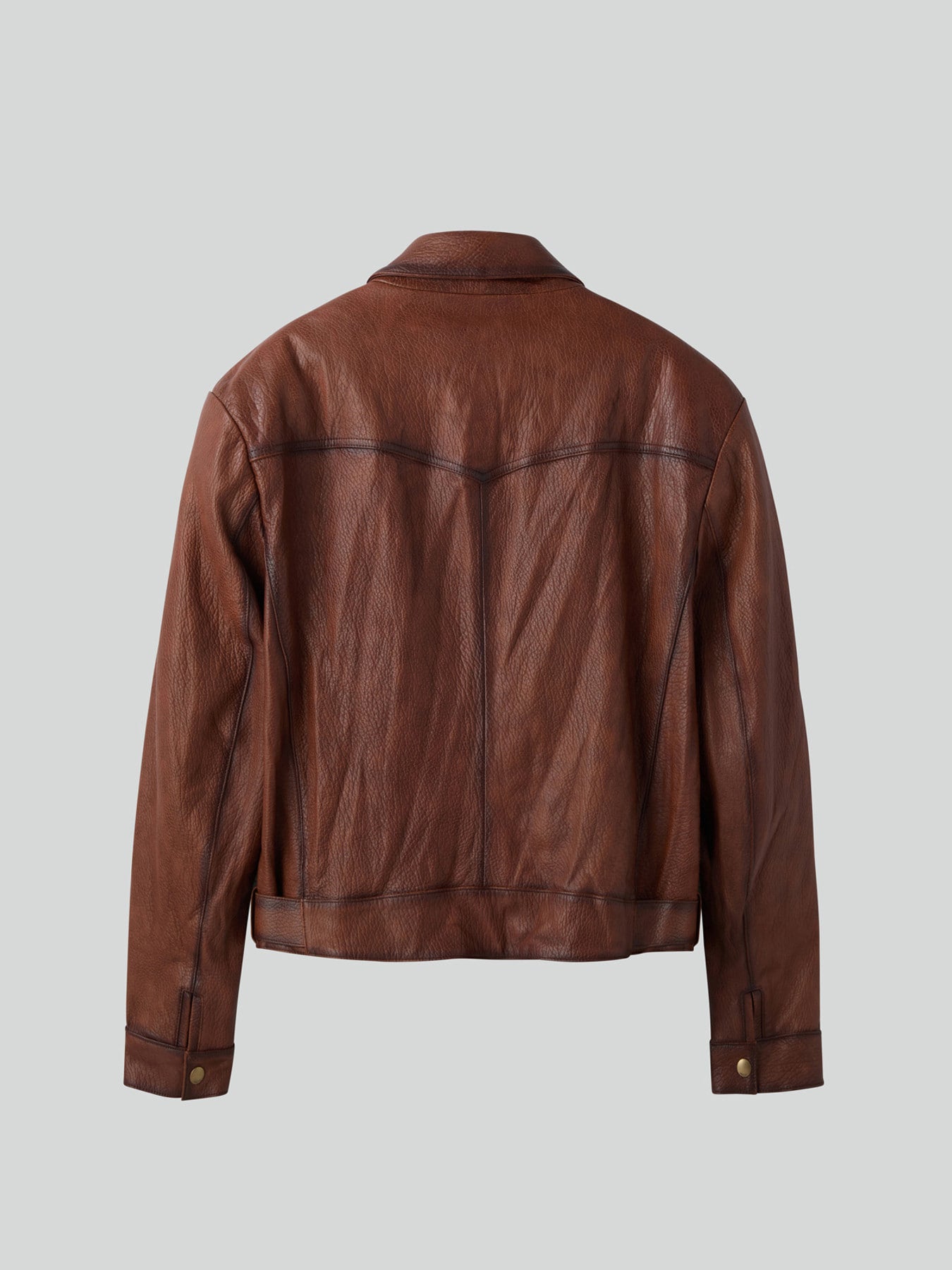 Vintage Effect Biker Jacket (Cognac)