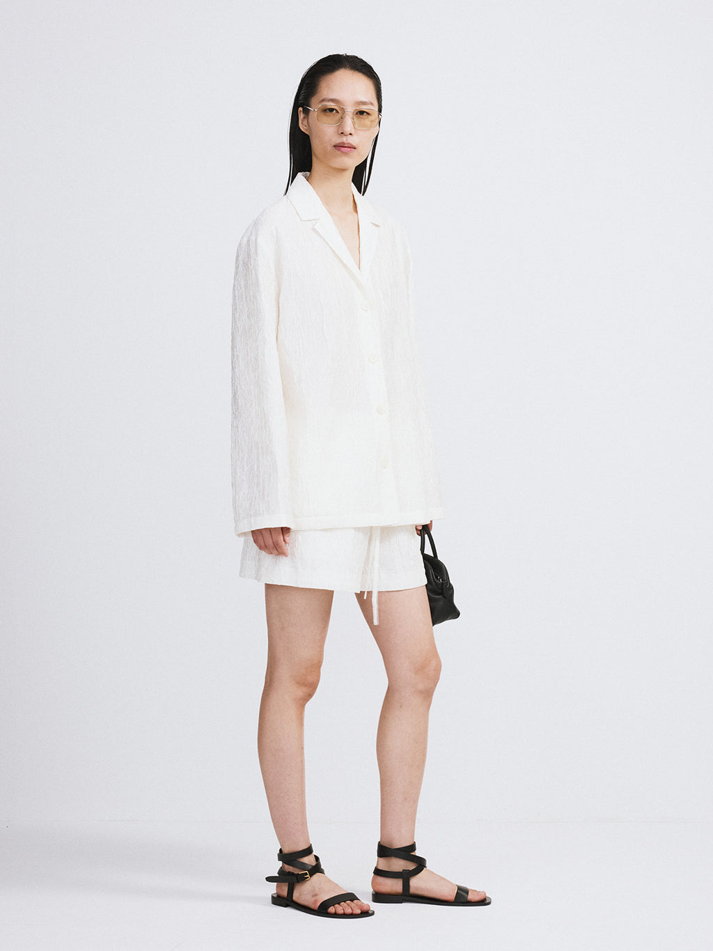 Wrinkled Lounge Shorts (Bean Ivory)