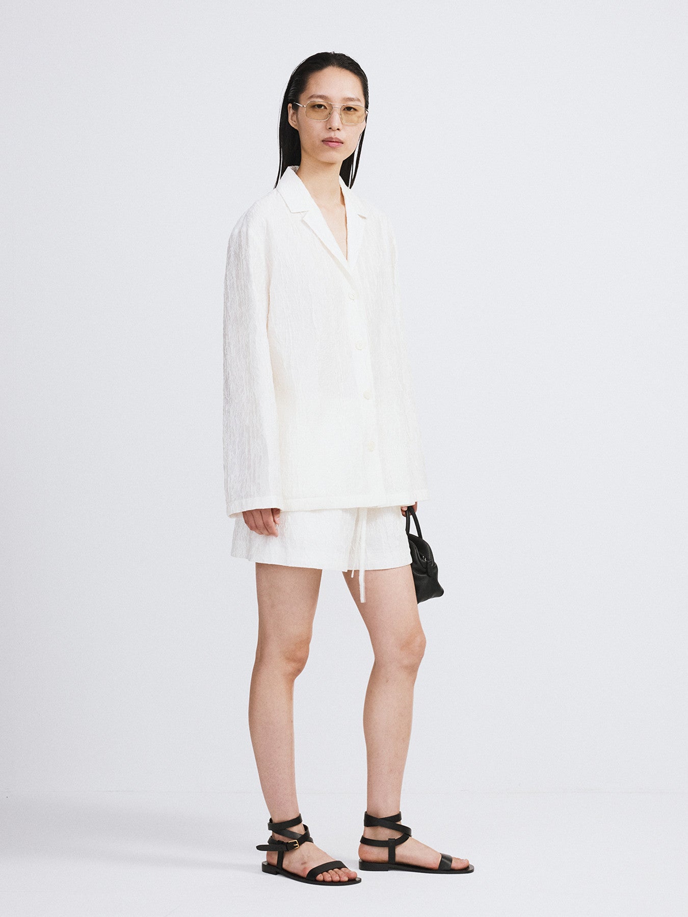 Wrinkled Lounge Shorts (Bean Ivory)