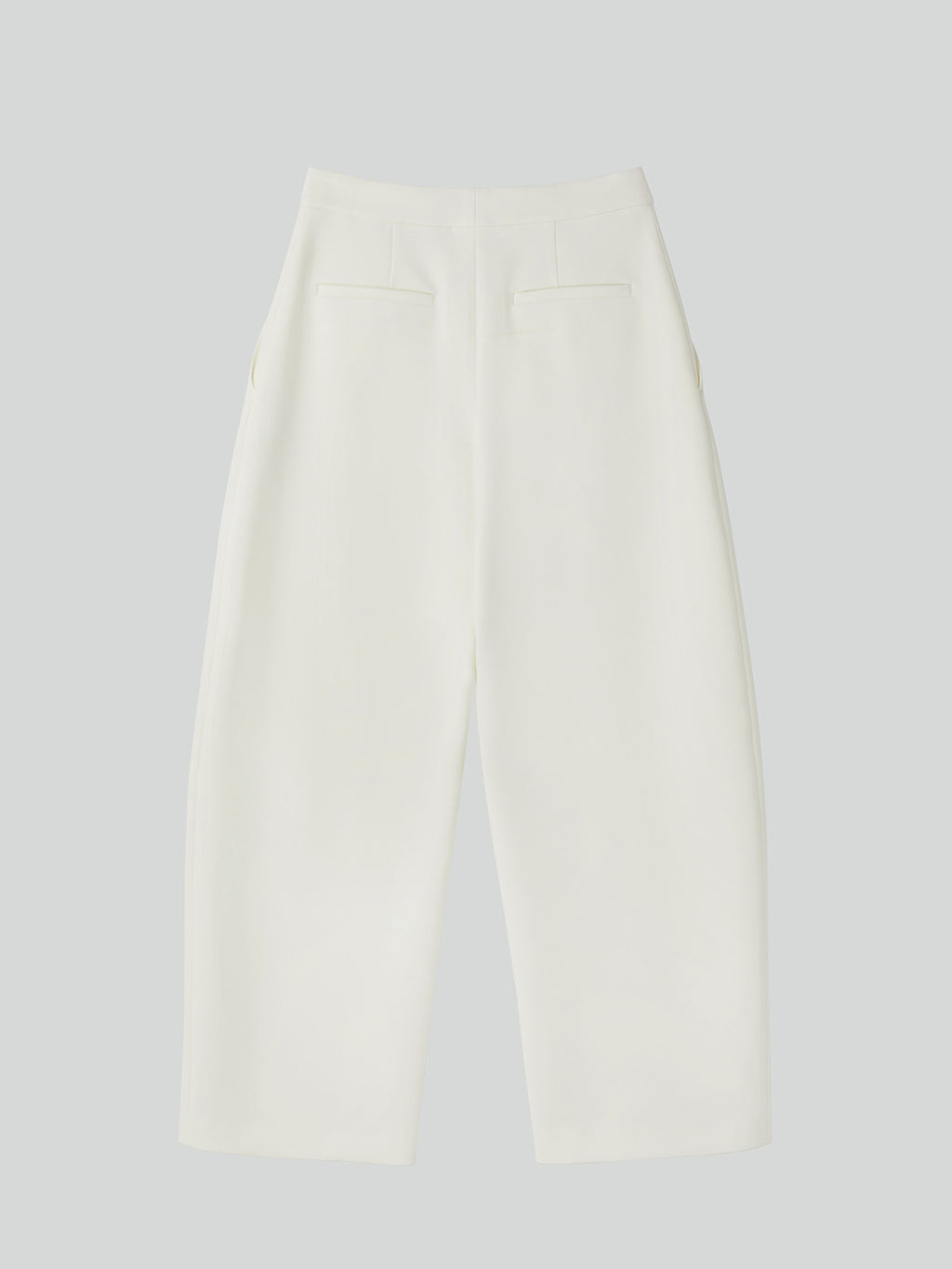 Curved Legs Crepe Pants (Off White)