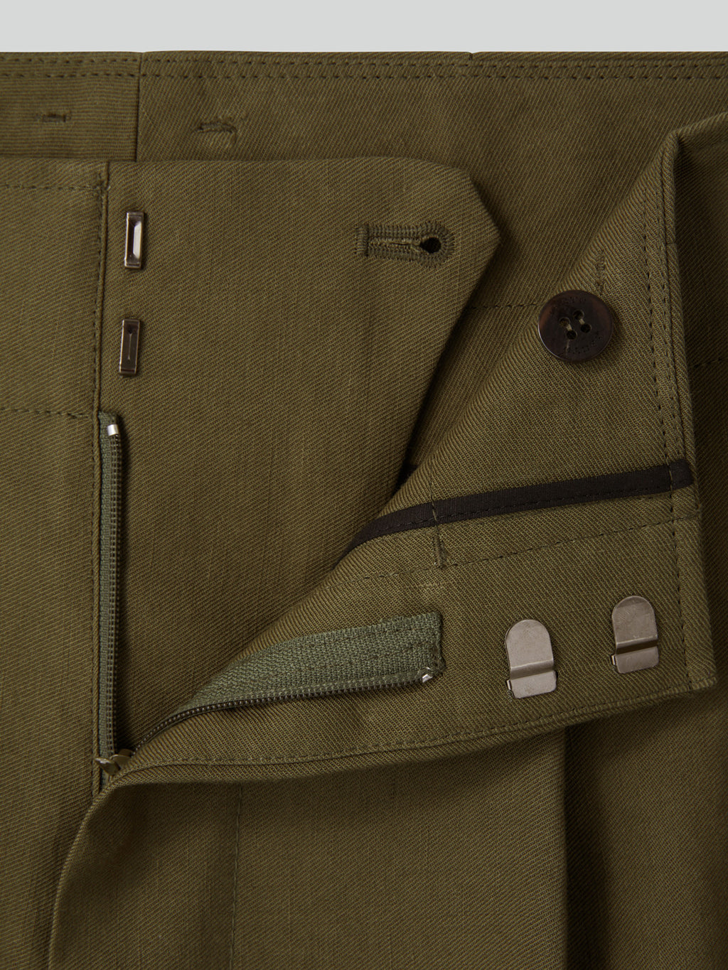 Linen Blend Pleated Pants (Khaki)