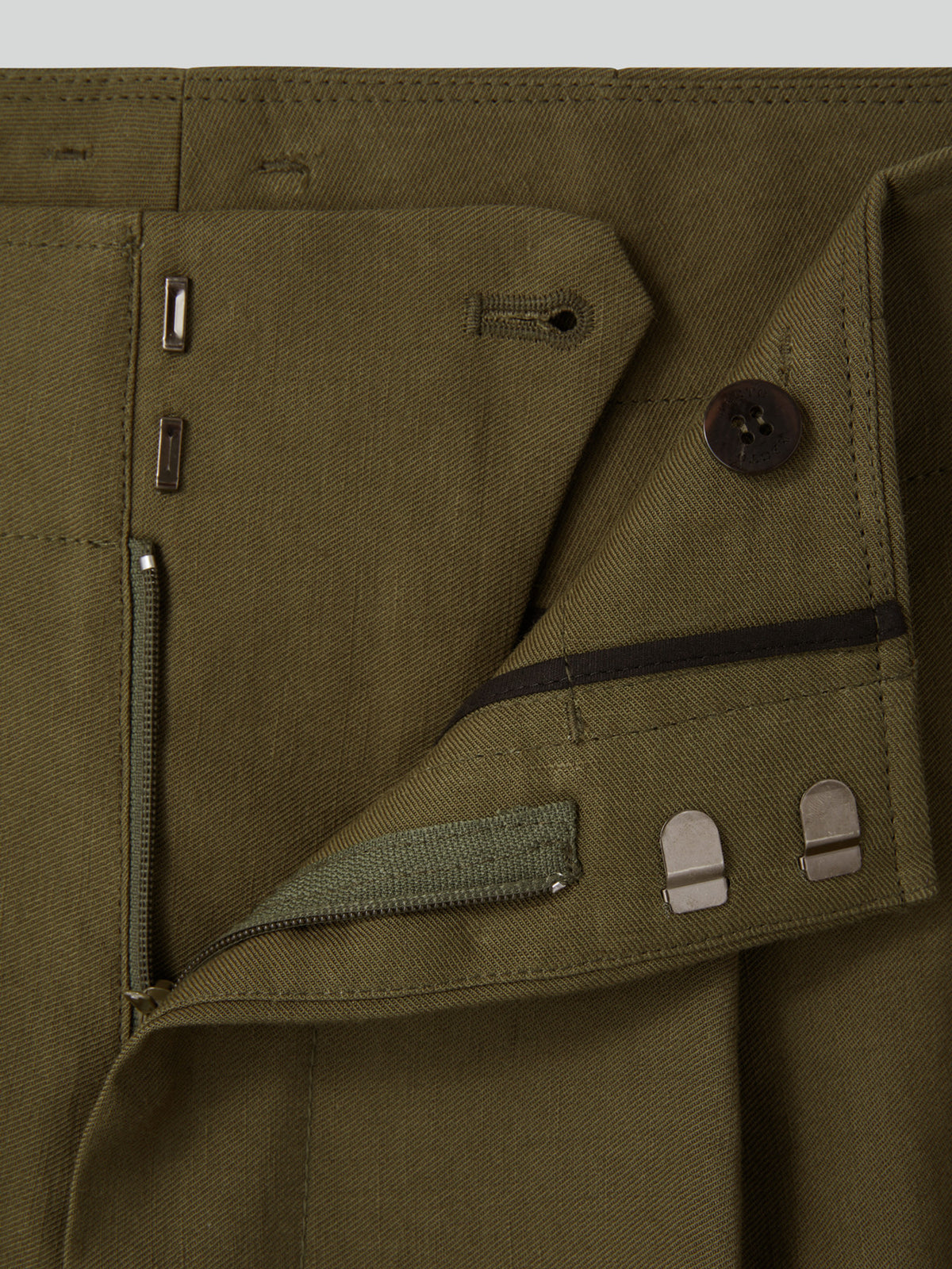 Linen Blend Pleated Pants (Khaki)