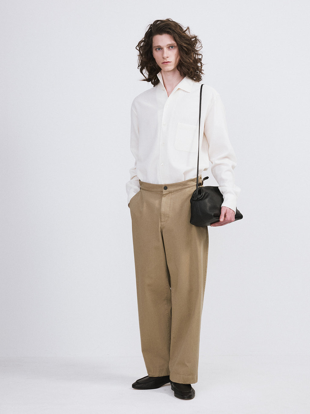 Waist Belt Detail Cotton Pants (Light Khaki)