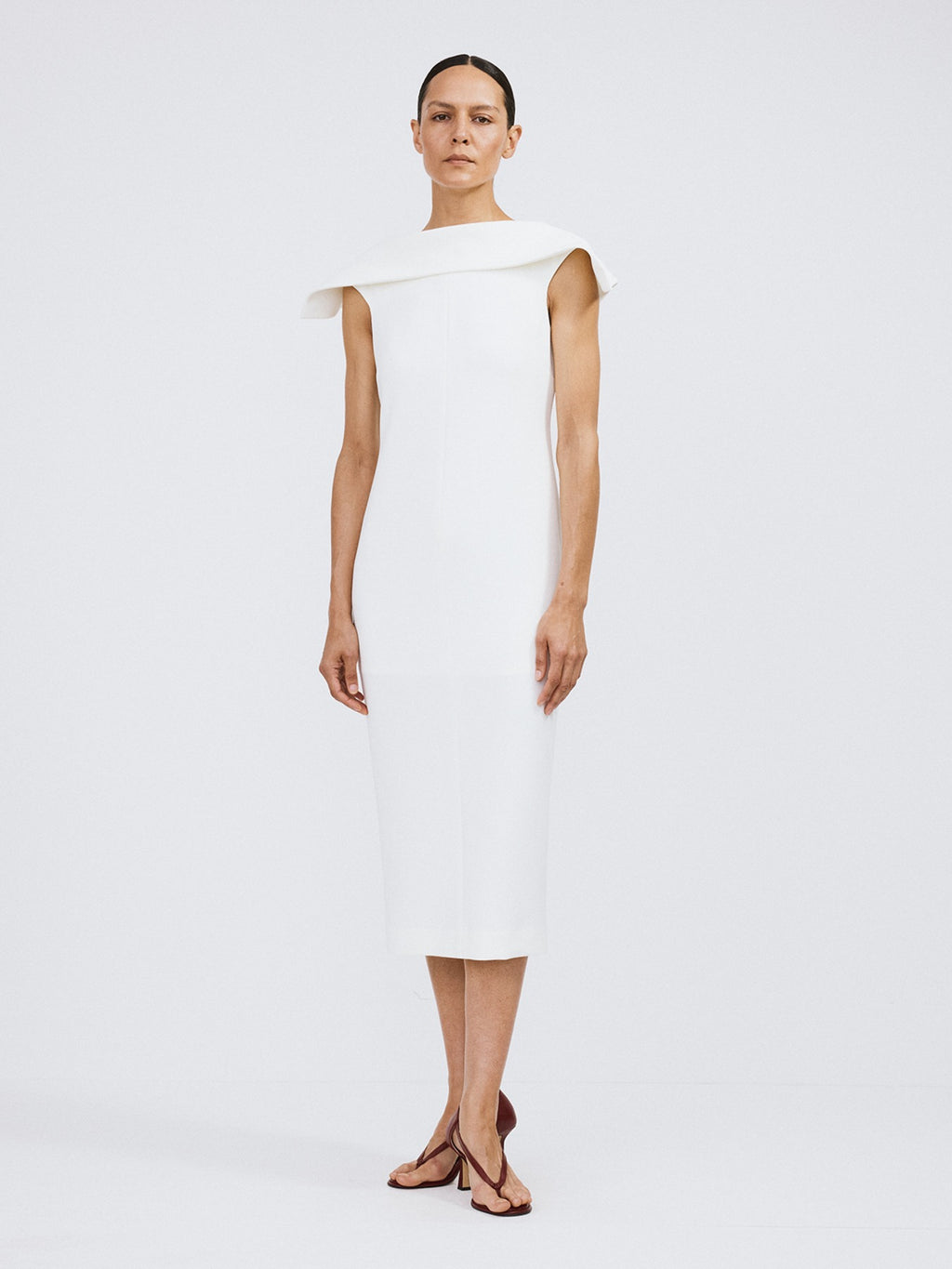 Open Back High Neck Dress (Off White)