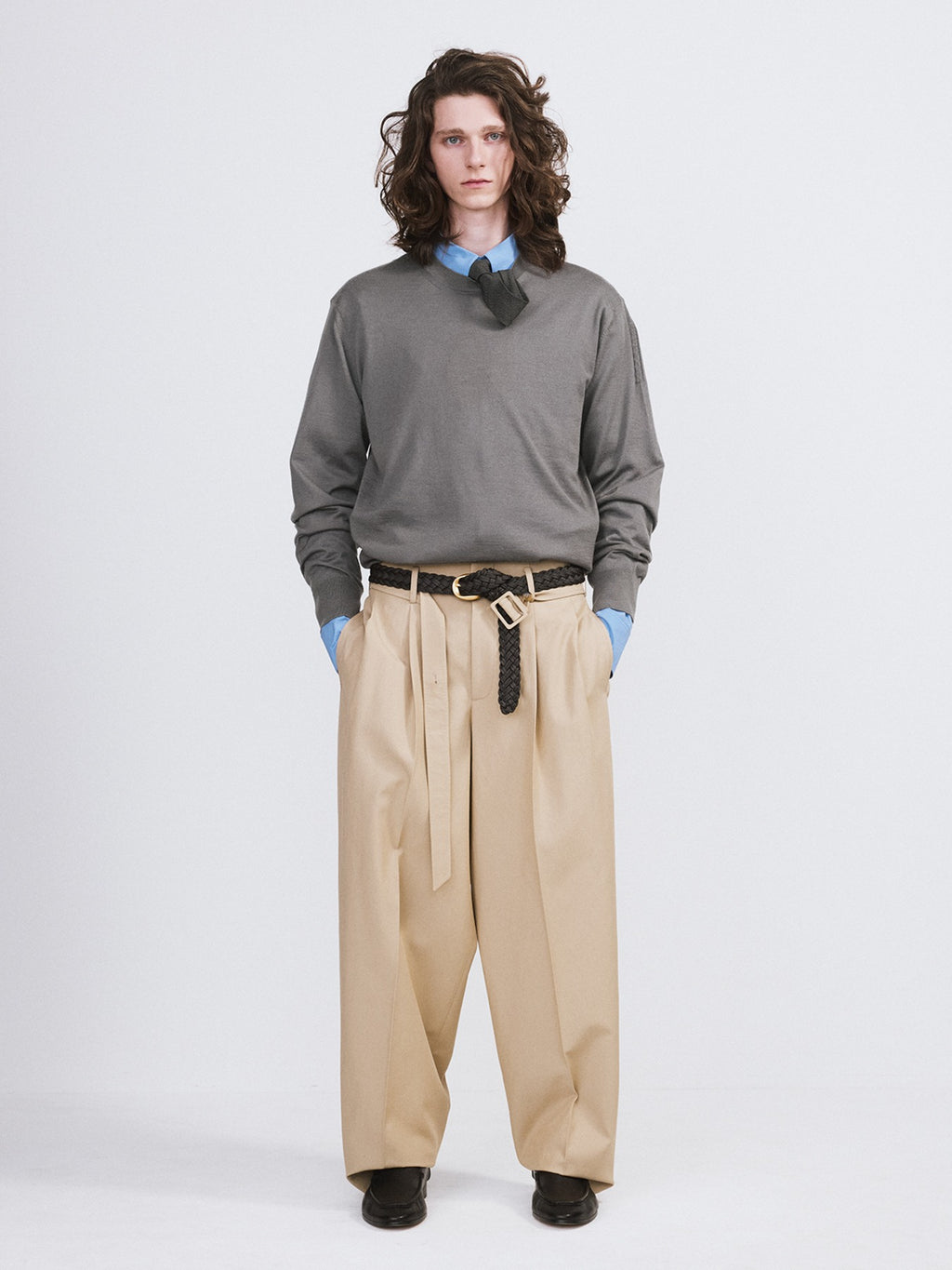 Silk-Cashmere Knit Top Men (Midnight Grey)