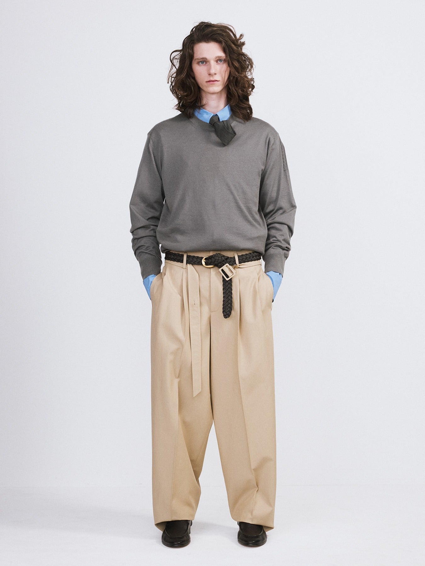 Silk-Cashmere Knit Top Men (Midnight Grey)