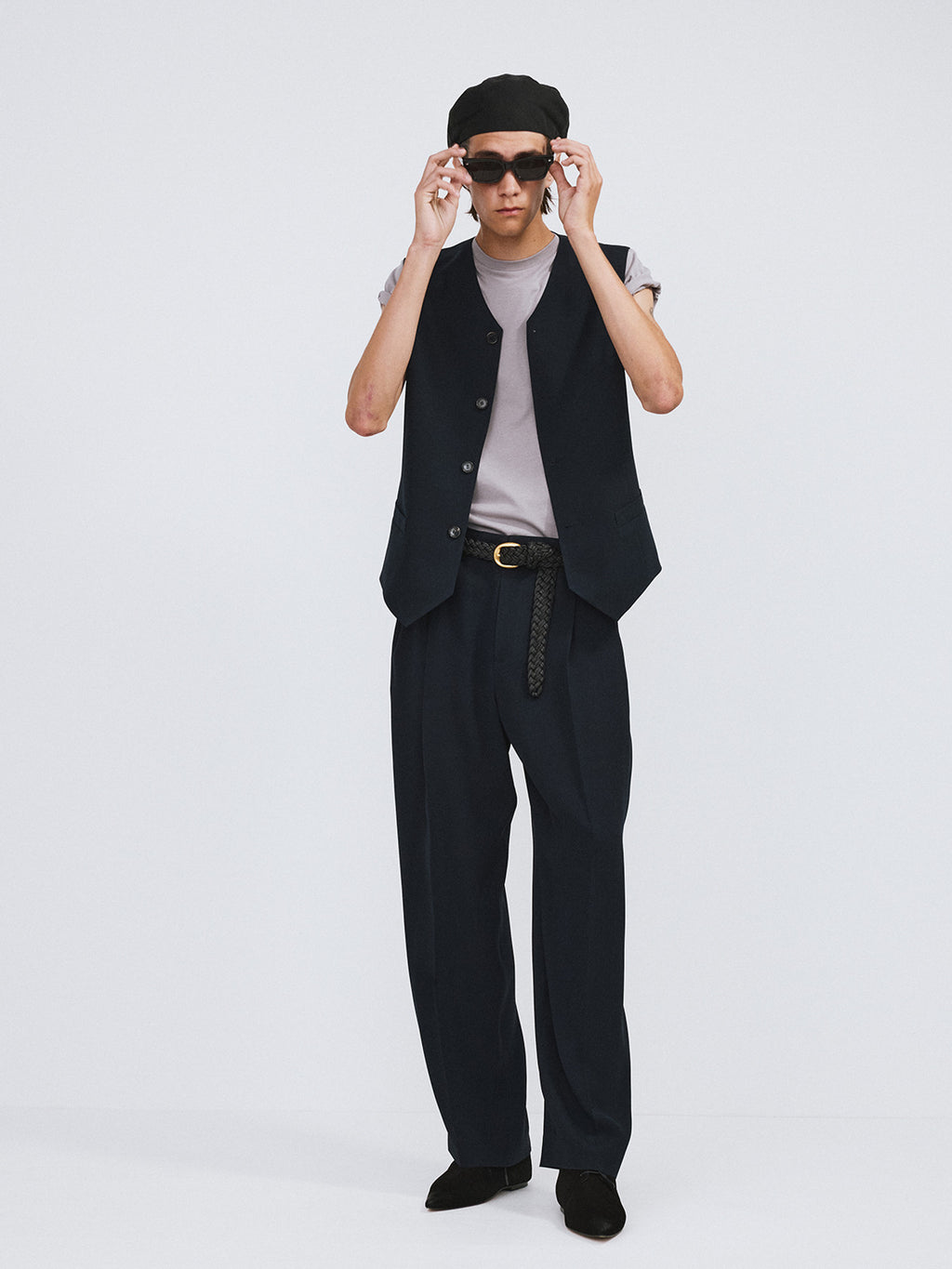 Strap Detail Suit Vest (Dark Navy)