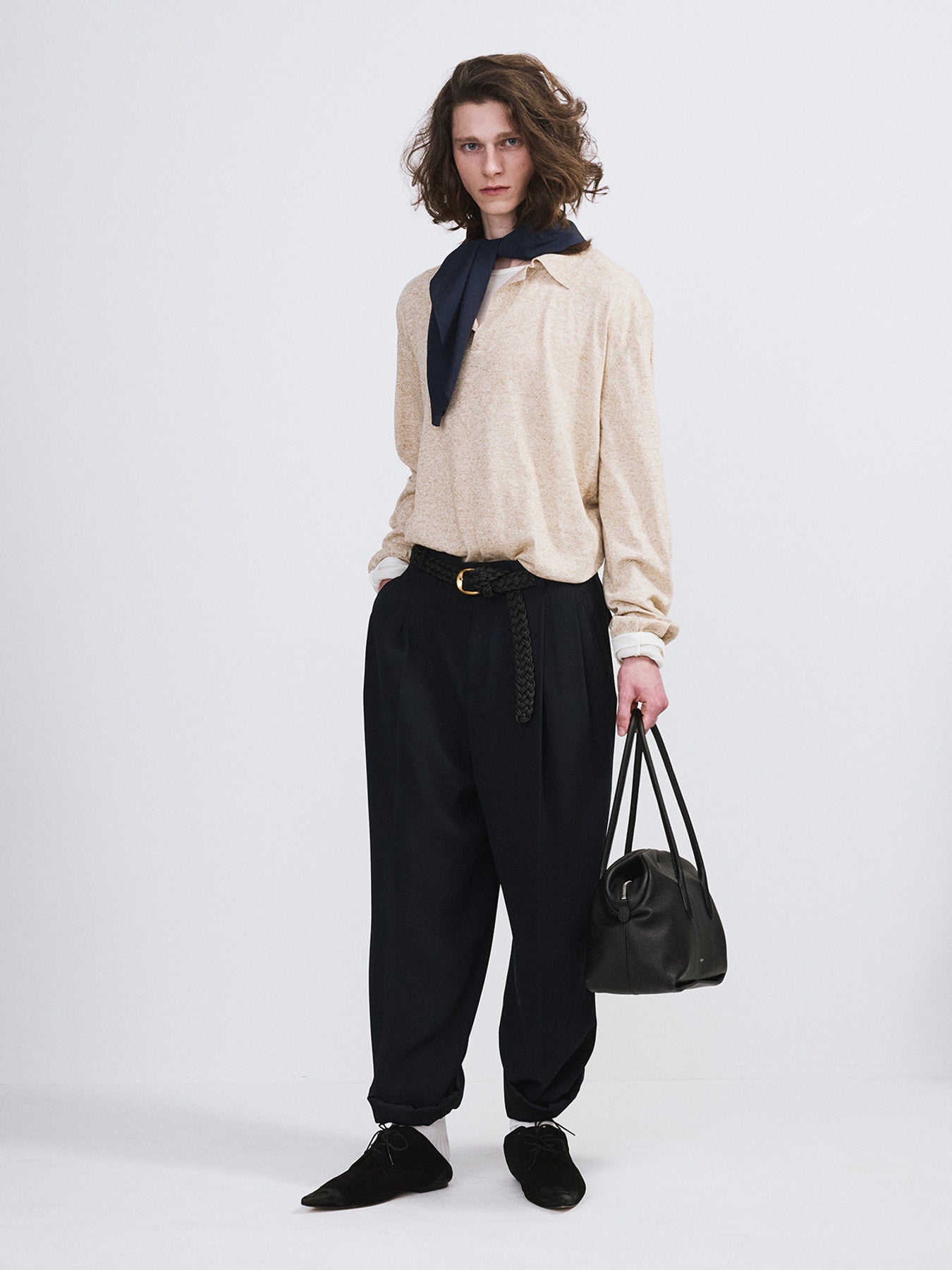 Linen Blend Polo Top (Oatmeal)