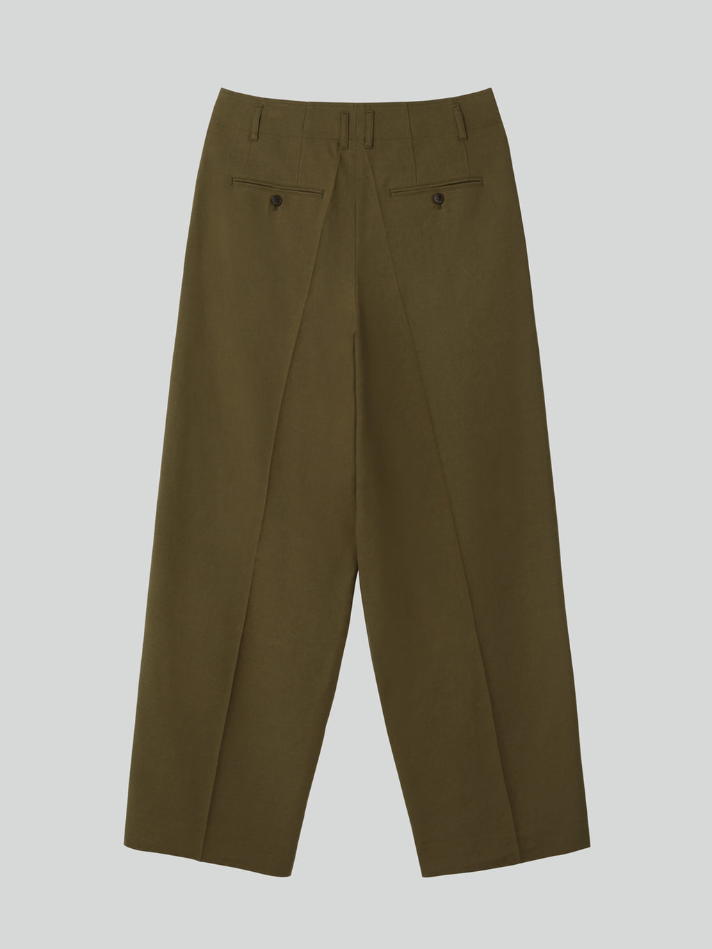 Linen Blend Pleated Pants (Khaki)
