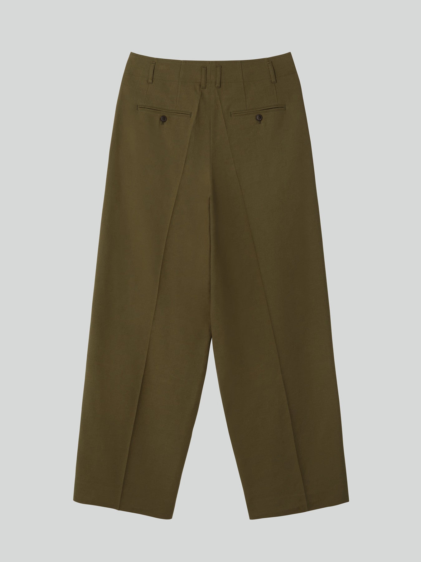Linen Blend Pleated Pants (Khaki)