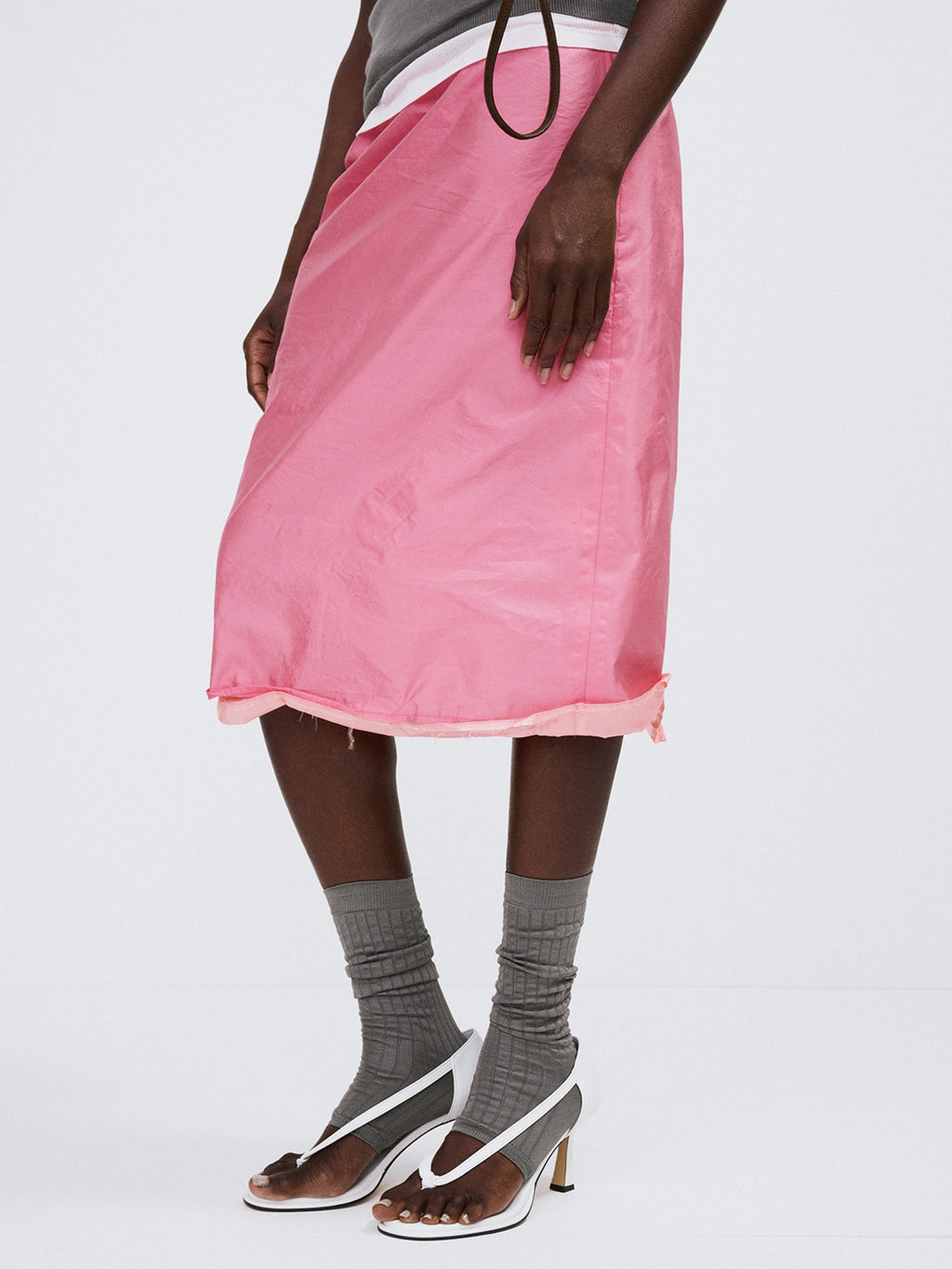 Layered Detail Midi Skirt (Pink)
