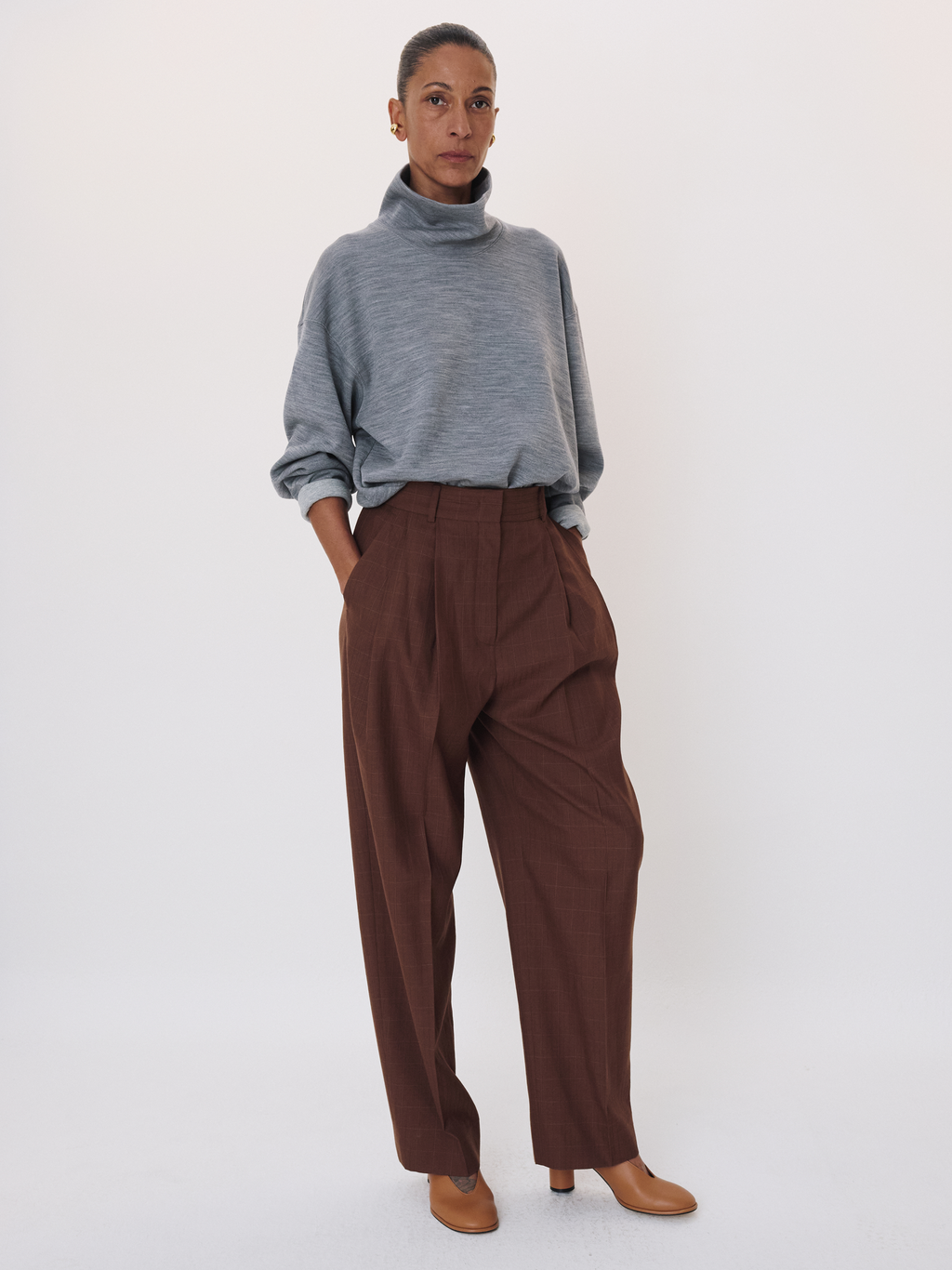 Check Suit Tuck Pants (Vintage Brown)