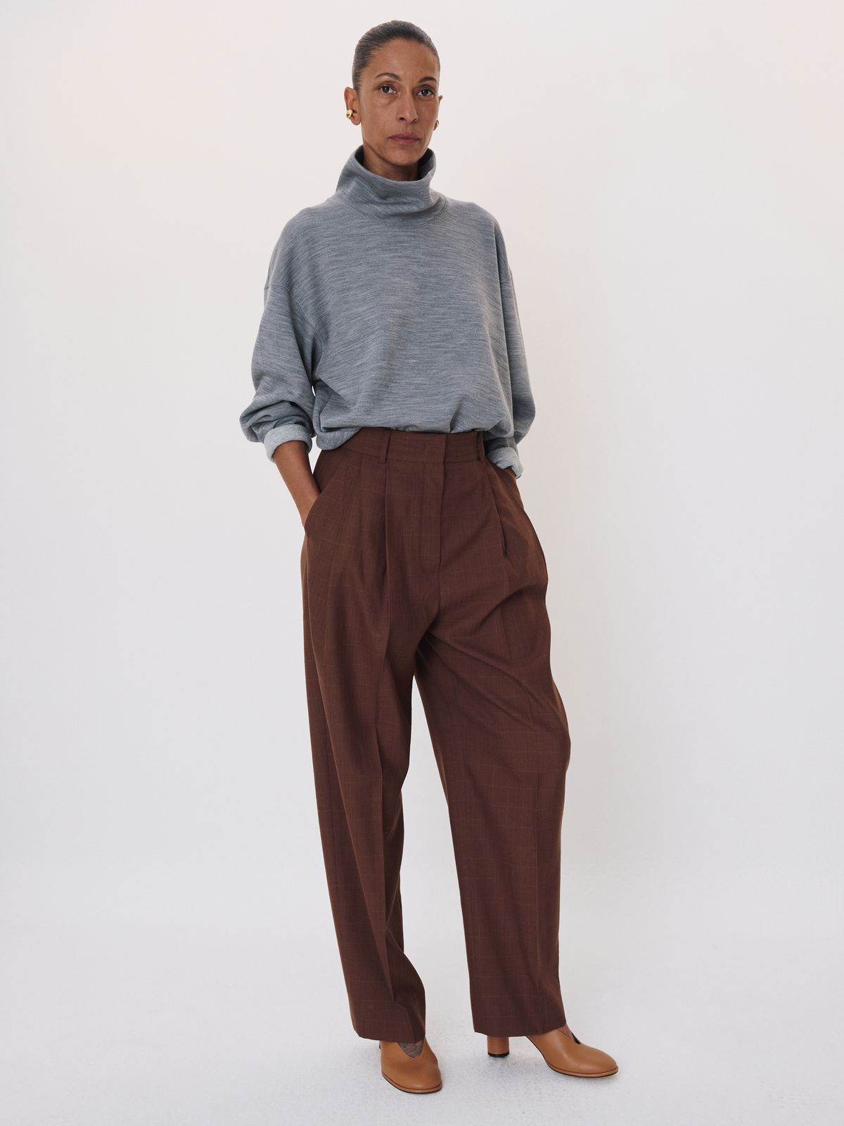 Check Suit Tuck Pants (Vintage Brown)