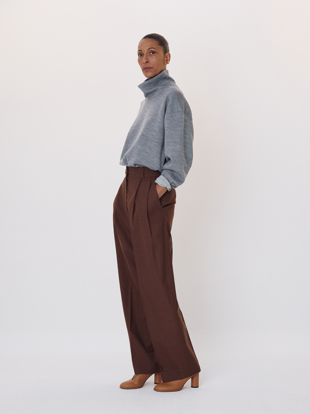 Check Suit Tuck Pants (Vintage Brown)