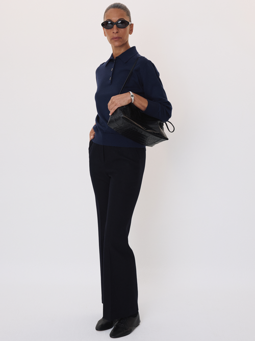 Classic Wool Polo Knit Top (Ink Navy)