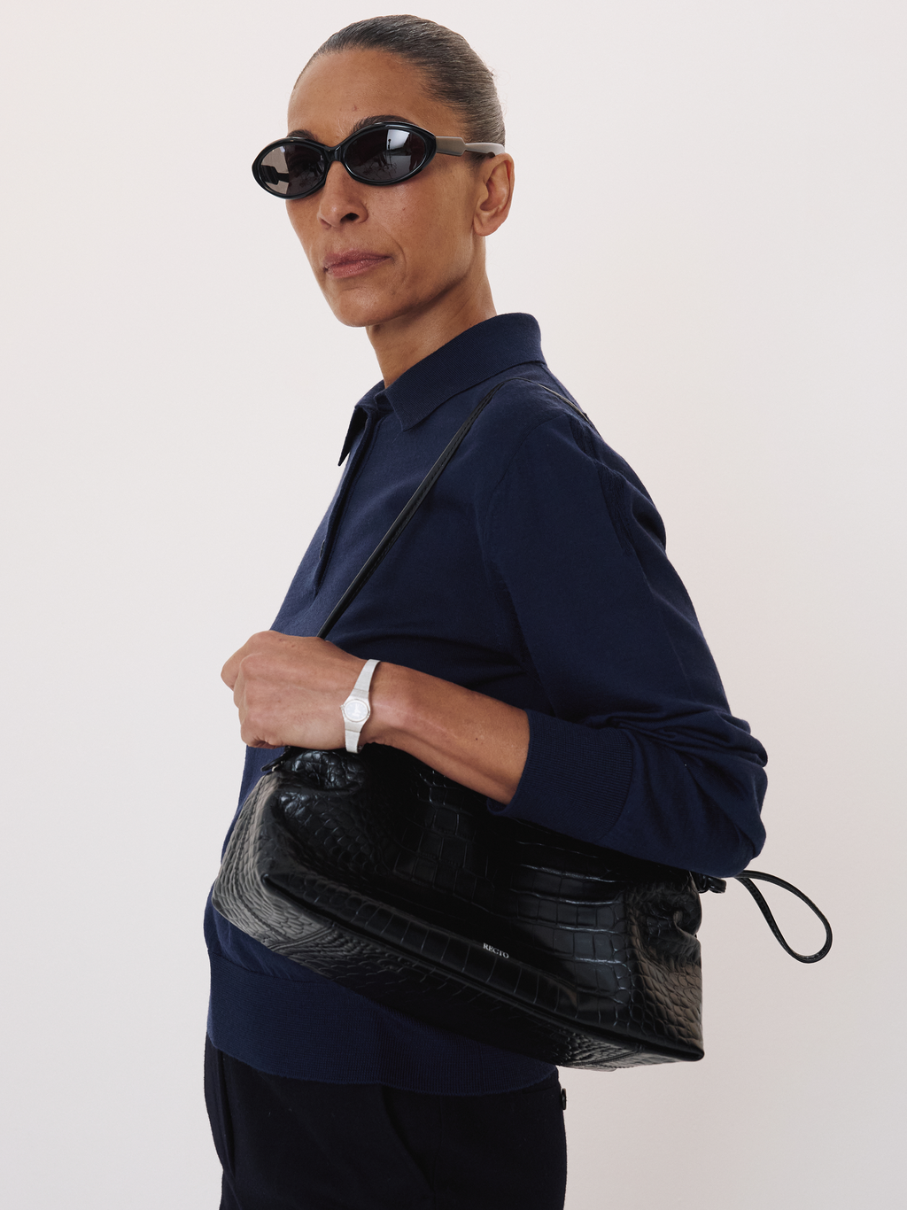 Classic Wool Polo Knit Top (Ink Navy)