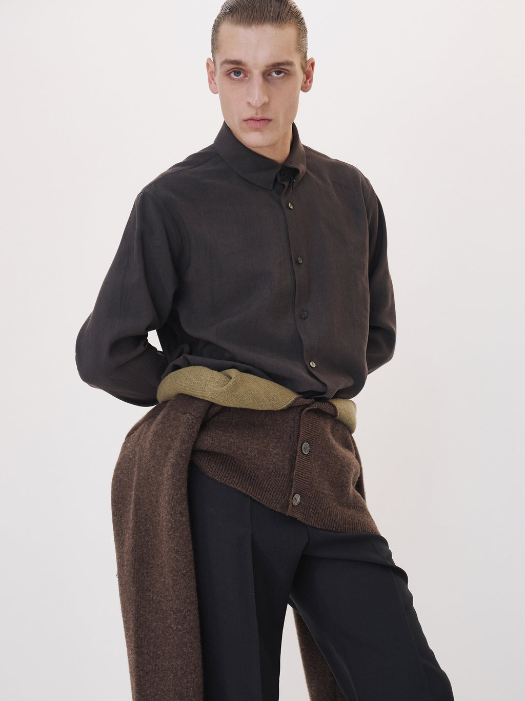 Collar Detail Shirt (Stone Grey)