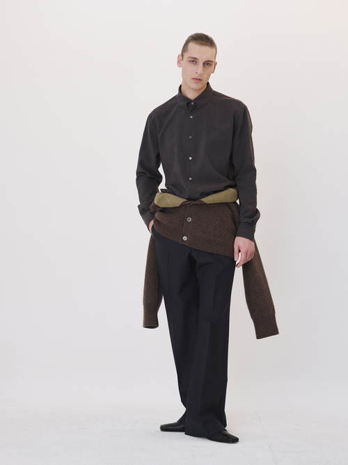 Collar Detail Shirt (Stone Grey)
