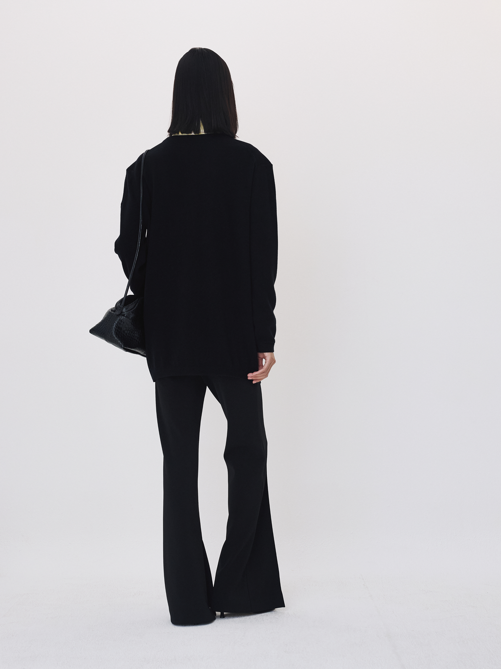 Deep V-Neck Knit Top (Black)