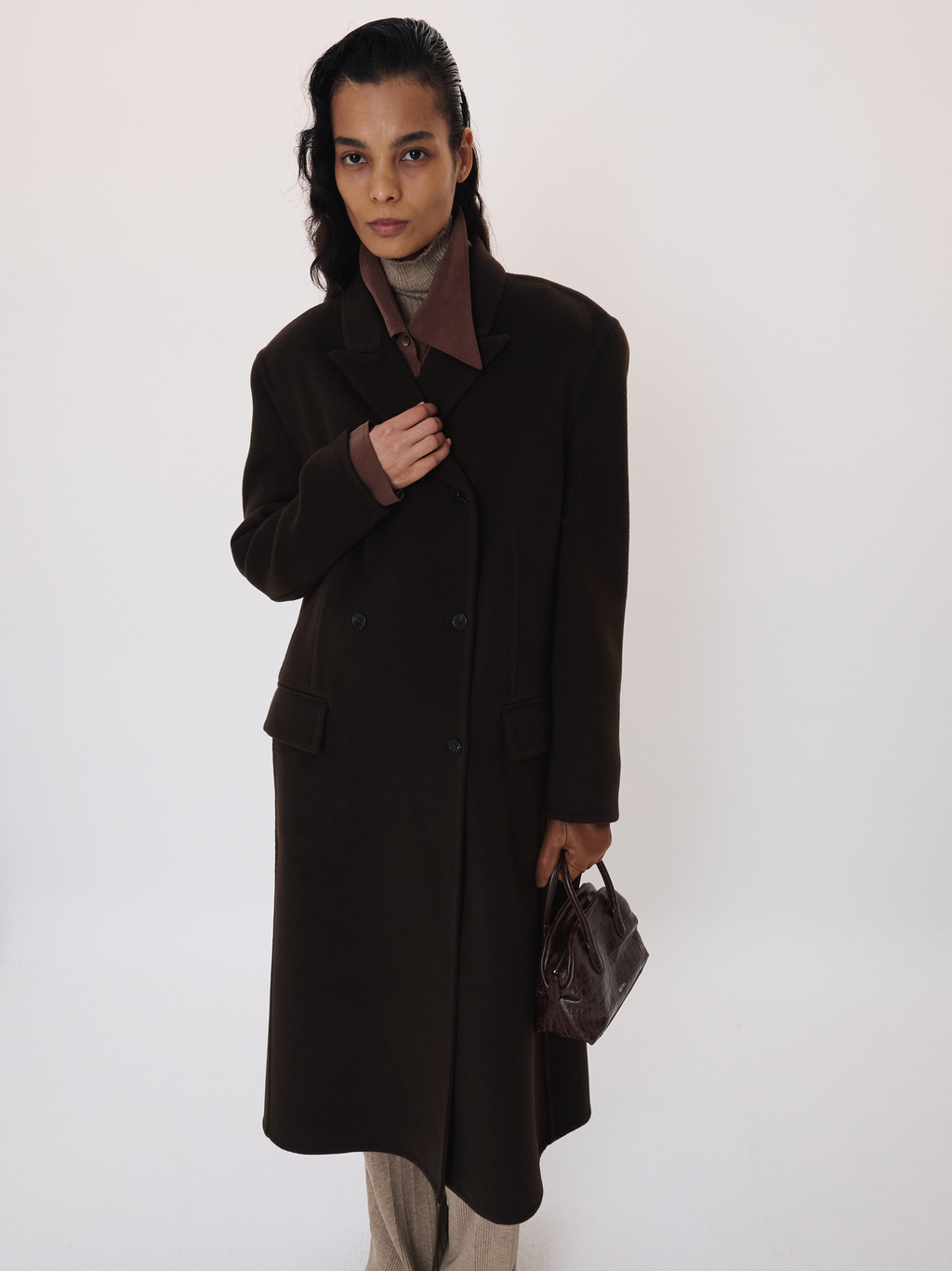 Double Breasted Handmade Coat (Dark Chocolate)
