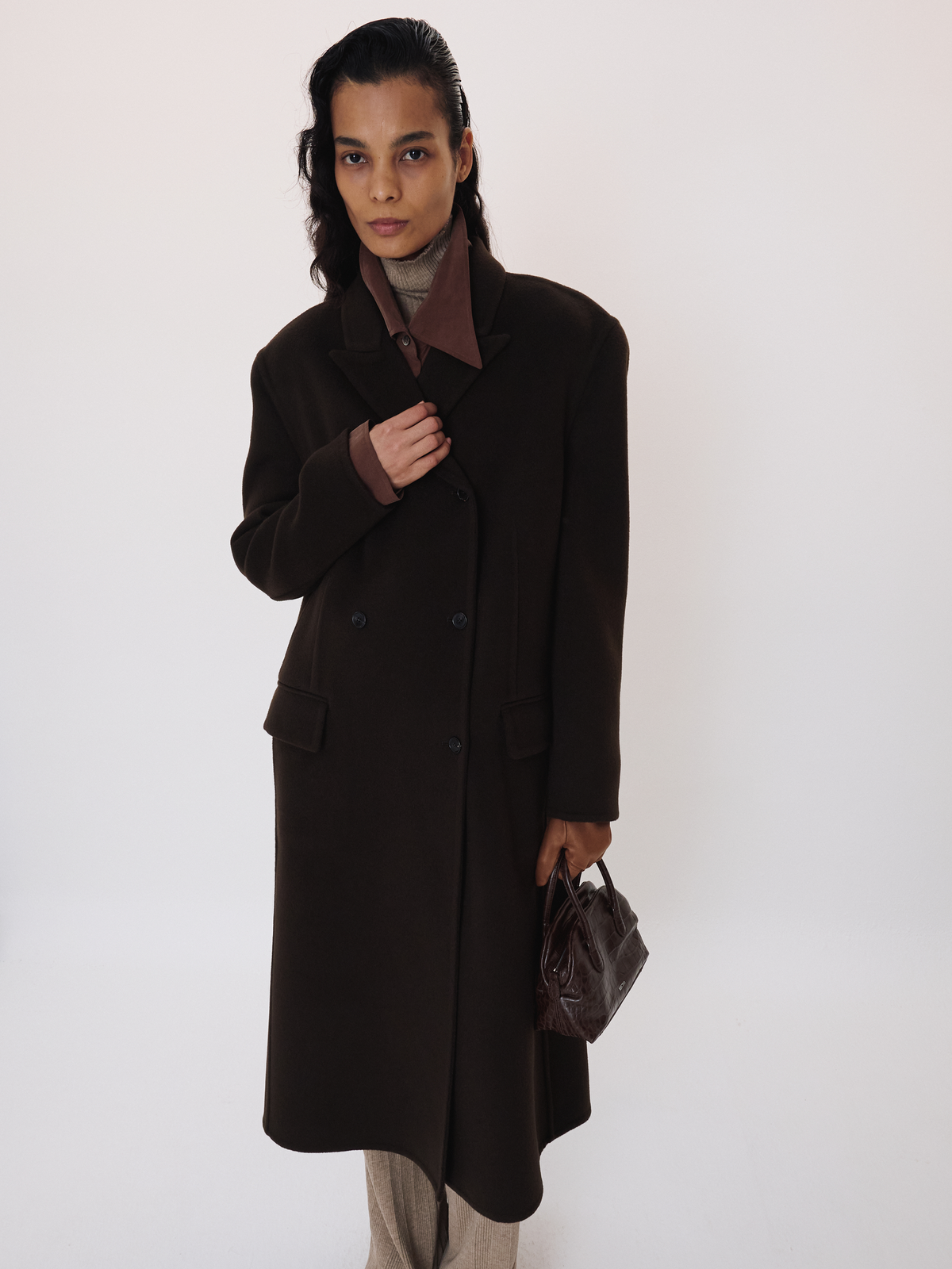 Double Breasted Handmade Coat (Dark Chocolate)
