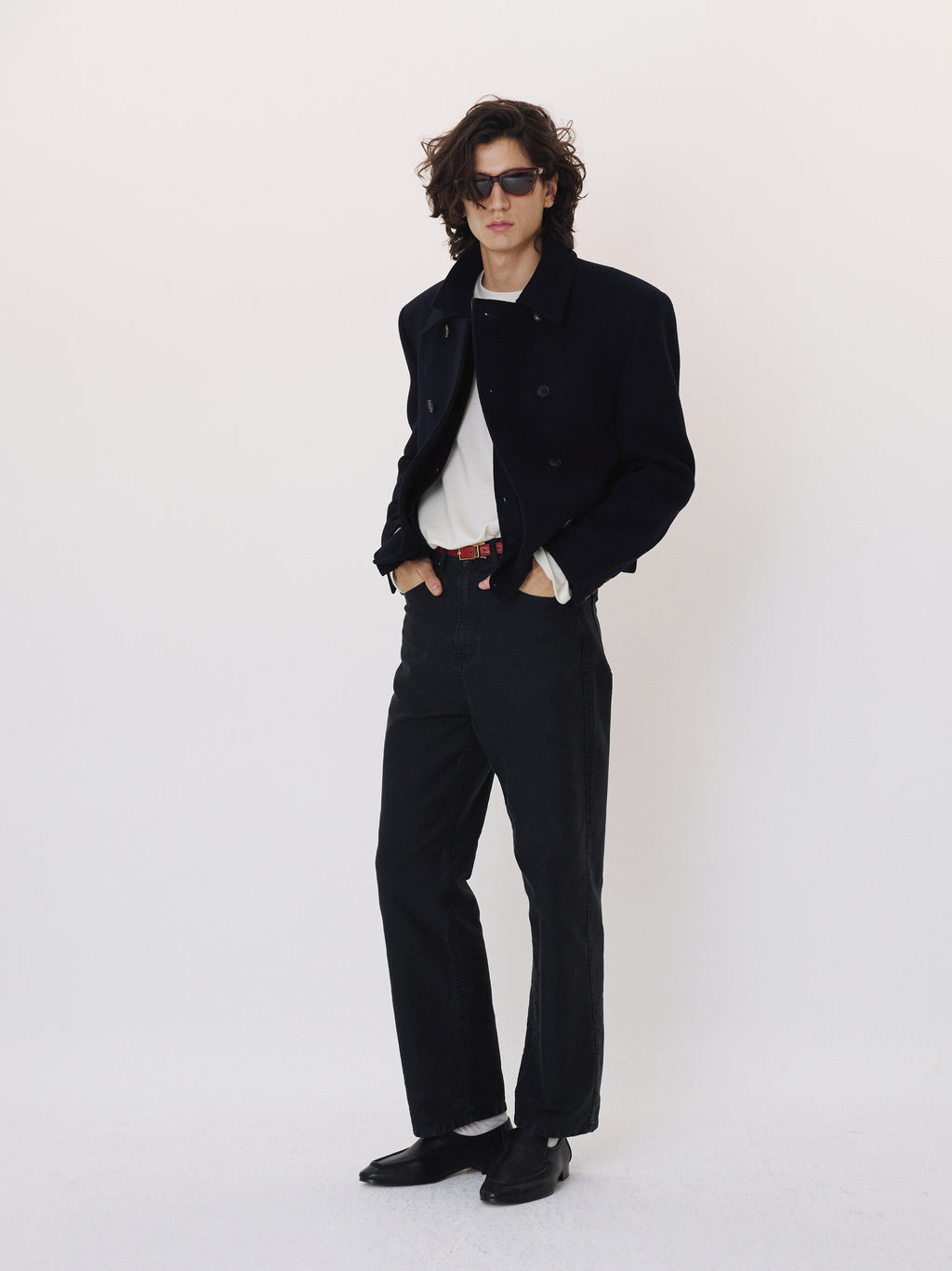 Double Breasted Short Coat (Black)