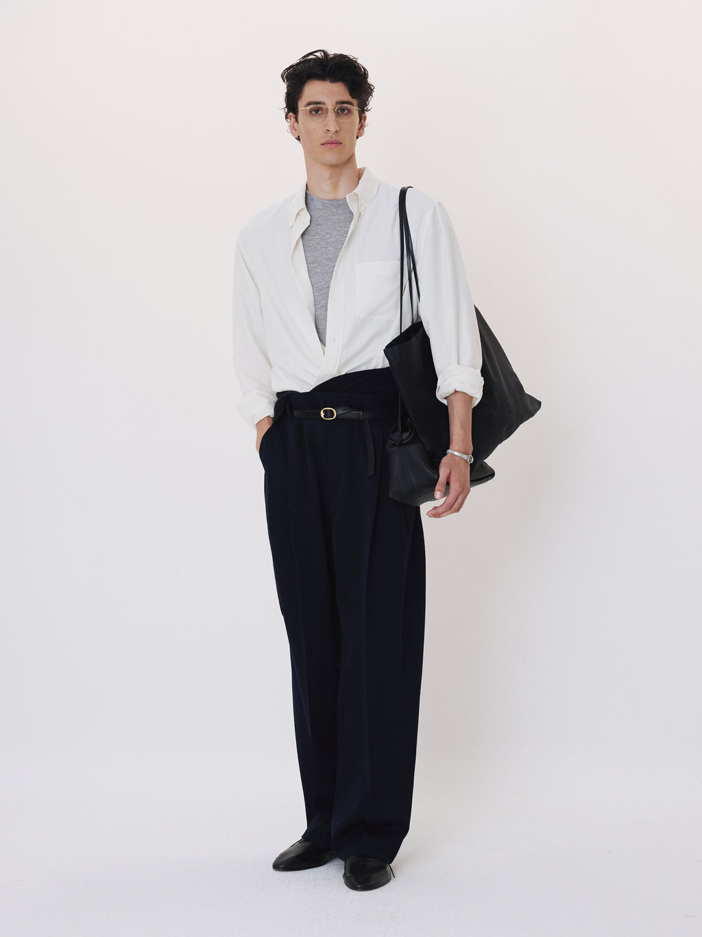 Double Pleated Suit Pants (Dark Navy)
