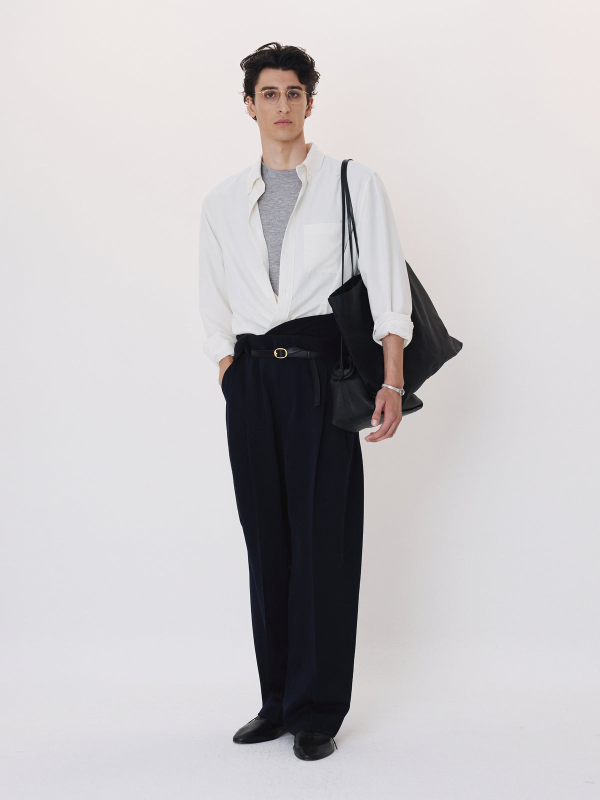 Double Pleated Suit Pants (Dark Navy)