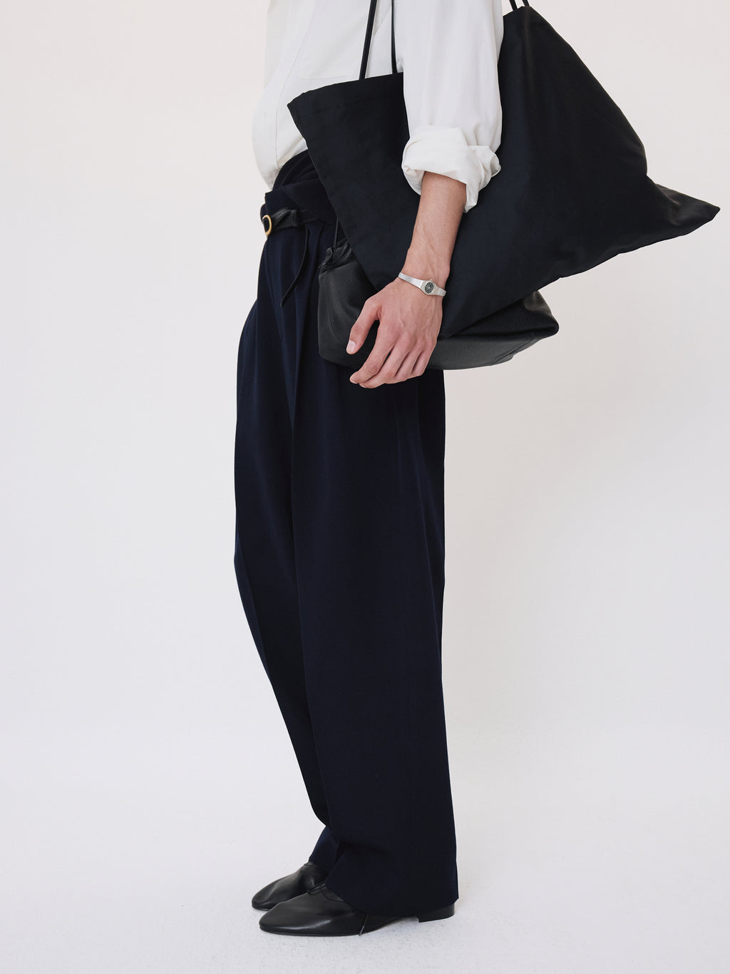 Double Pleated Suit Pants (Dark Navy)