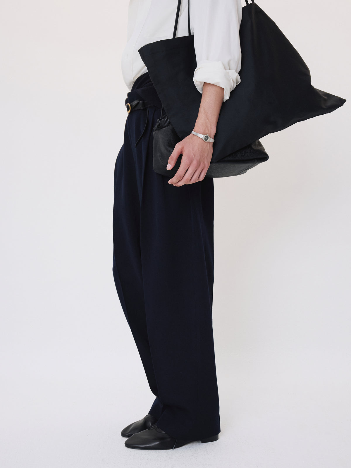 Double Pleated Suit Pants (Dark Navy)