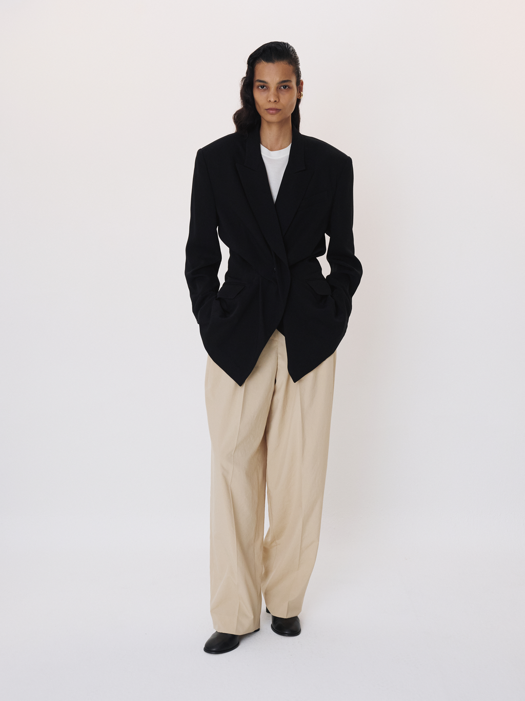 Draped Detail Tailored Jacket (Black)