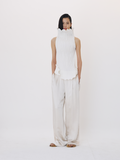 Fluid Satin Wide Pants (Pale Beige)