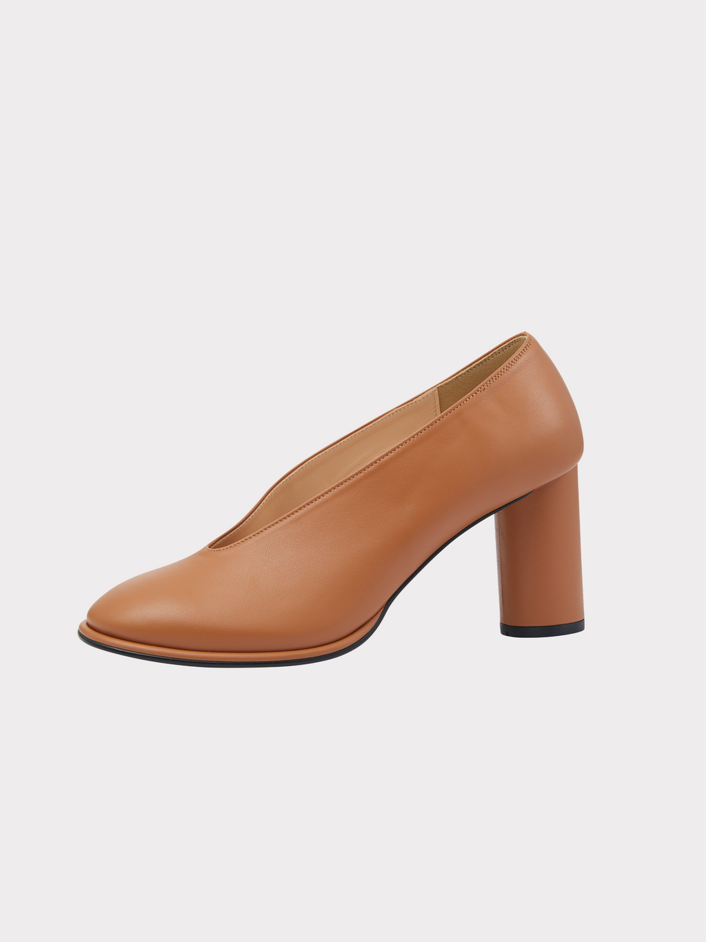 Poppy Column Heel Pumps (Camel)