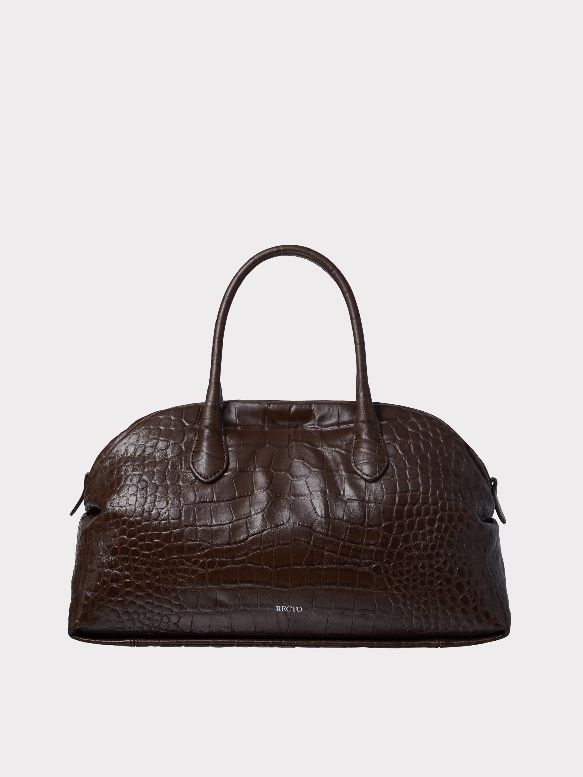 Croc-Effect Singular Tote Medium (Croc Brown)