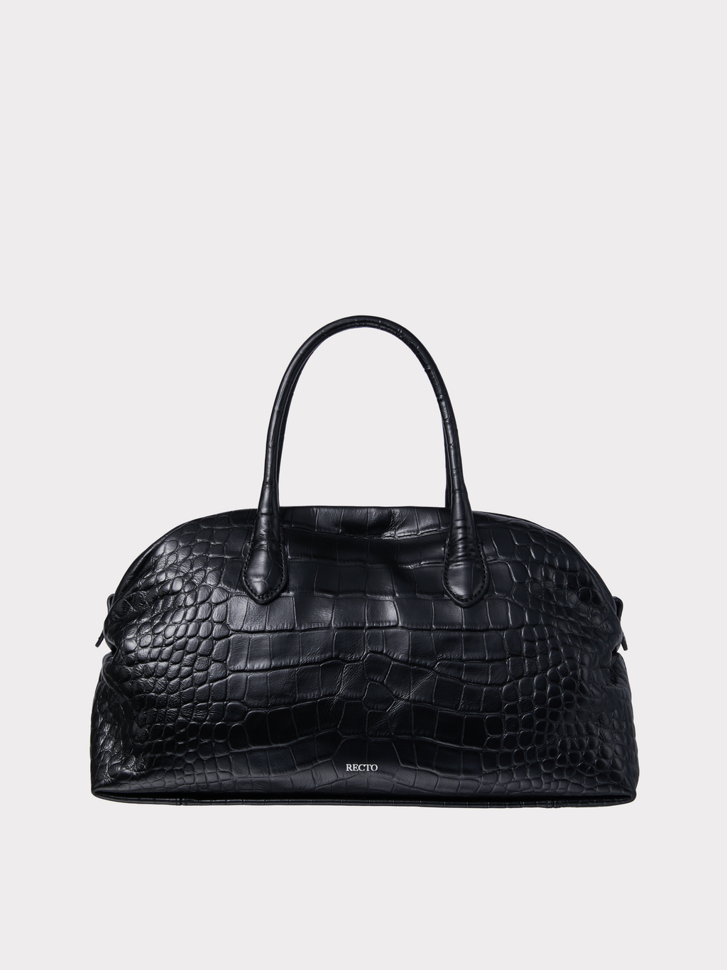 Croc-Effect Singular Tote Medium (Croc Black)