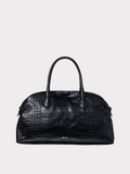 Croc-Effect Singular Tote Medium (Croc Black)