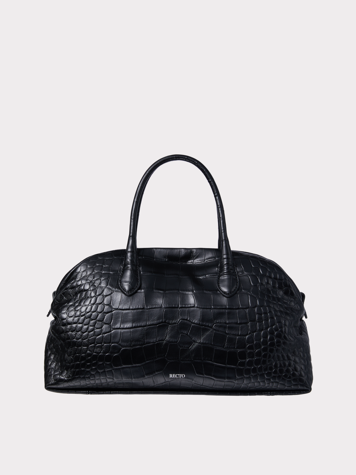 Croc-Effect Singular Tote Medium (Croc Black)